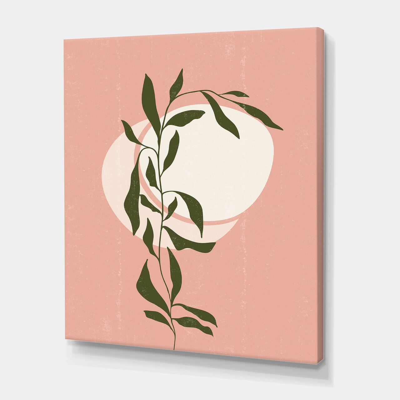 Designart - Abstract Geometrical Sun and Moon With Leaf VI - Modern Canvas Wall Art Print